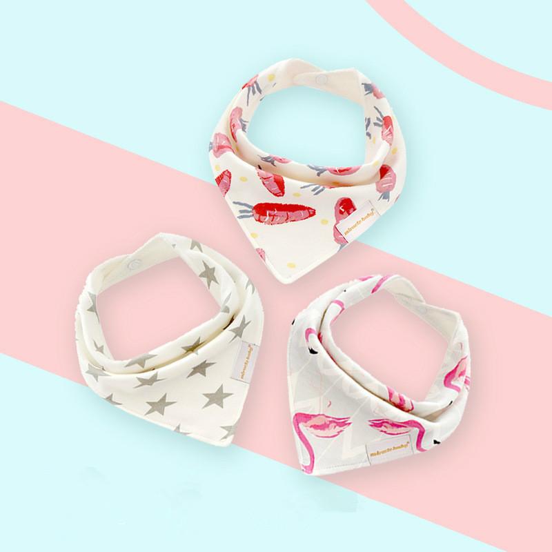 Printed Bibs Pack - 3pcs/pack Pure Cotton Baby Scarf Burp
