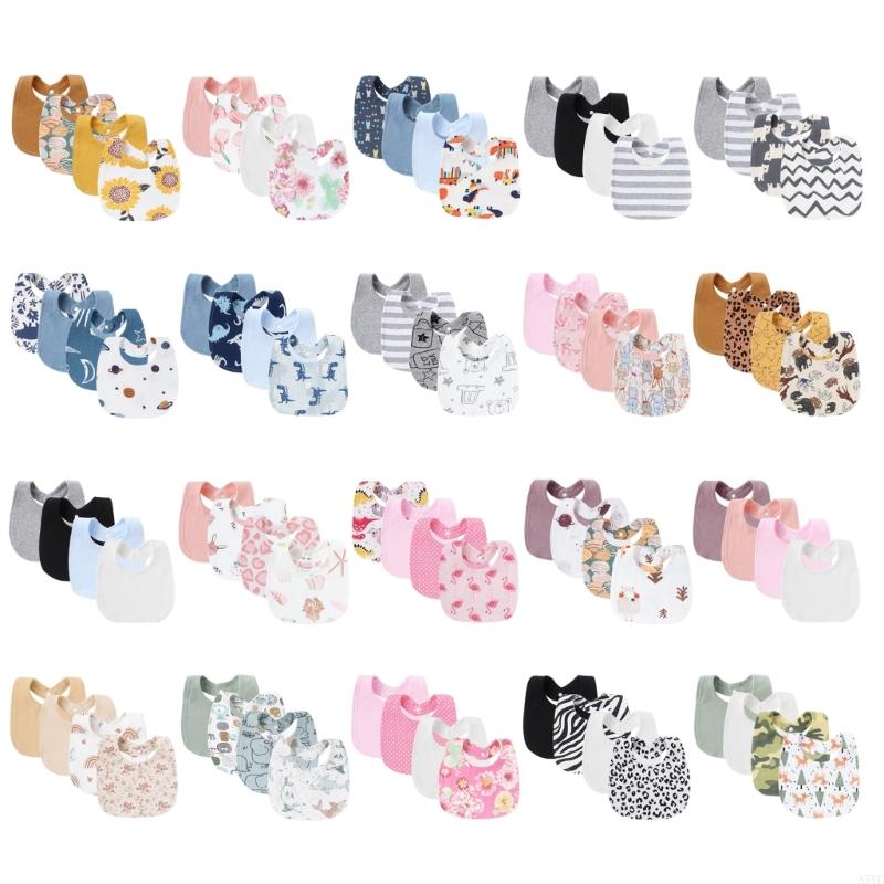 A5YC Pack of 4pcs Baby Burp Cl - Printed Bibs Pack 评论和价格