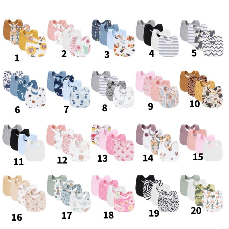 A5YC Pack of 4pcs Baby Burp Cl - Printed Bibs Pack 评论和价格